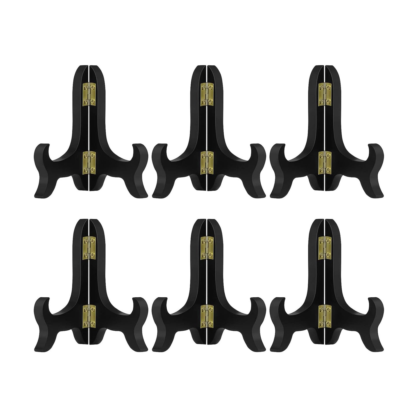 Wooden Display Stand Plate Easels Holder / 4inch / Black / Set of 6