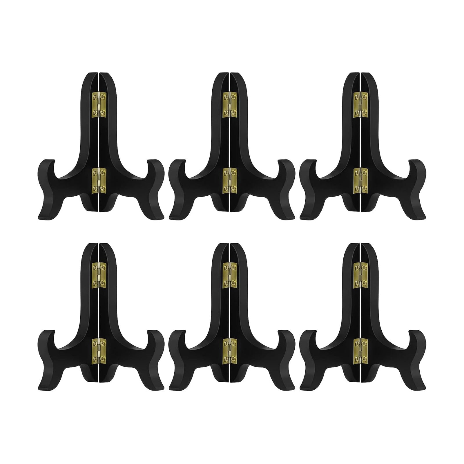 Wooden Display Stand Plate Easels Holder / 4inch / Black / Set of 6