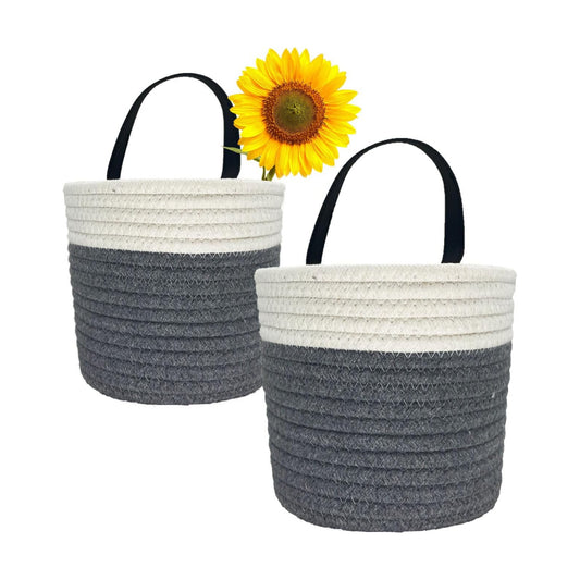 Handles Woven Organizer Storage Basket / Light Dark / Set of 2
