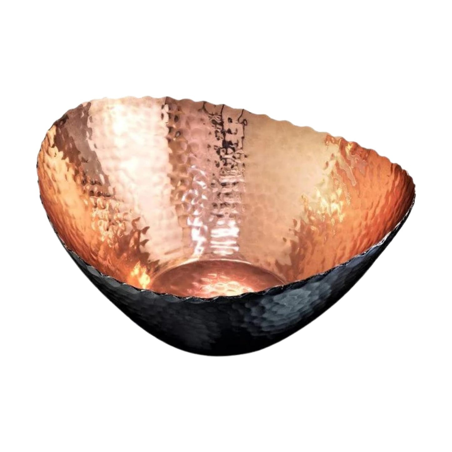 7.5- Black and Copper Plated Hand Hammered Key Bowls / 7.5 x 6.75 x 3.5 / Black / Copper
