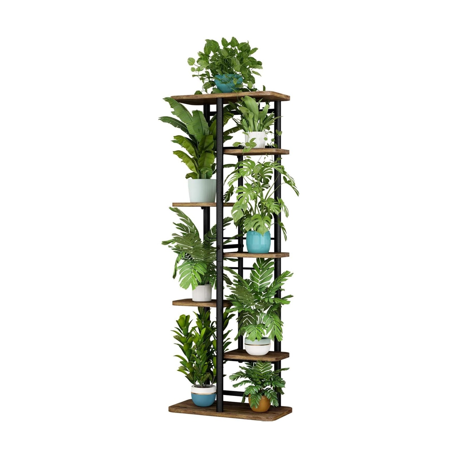 LINZINAR Plant Stand Indoor 7 Tier Metal Corner Tall Flower Shelf | Plant Rack for Multiple Plants, Tiered Flower Plant