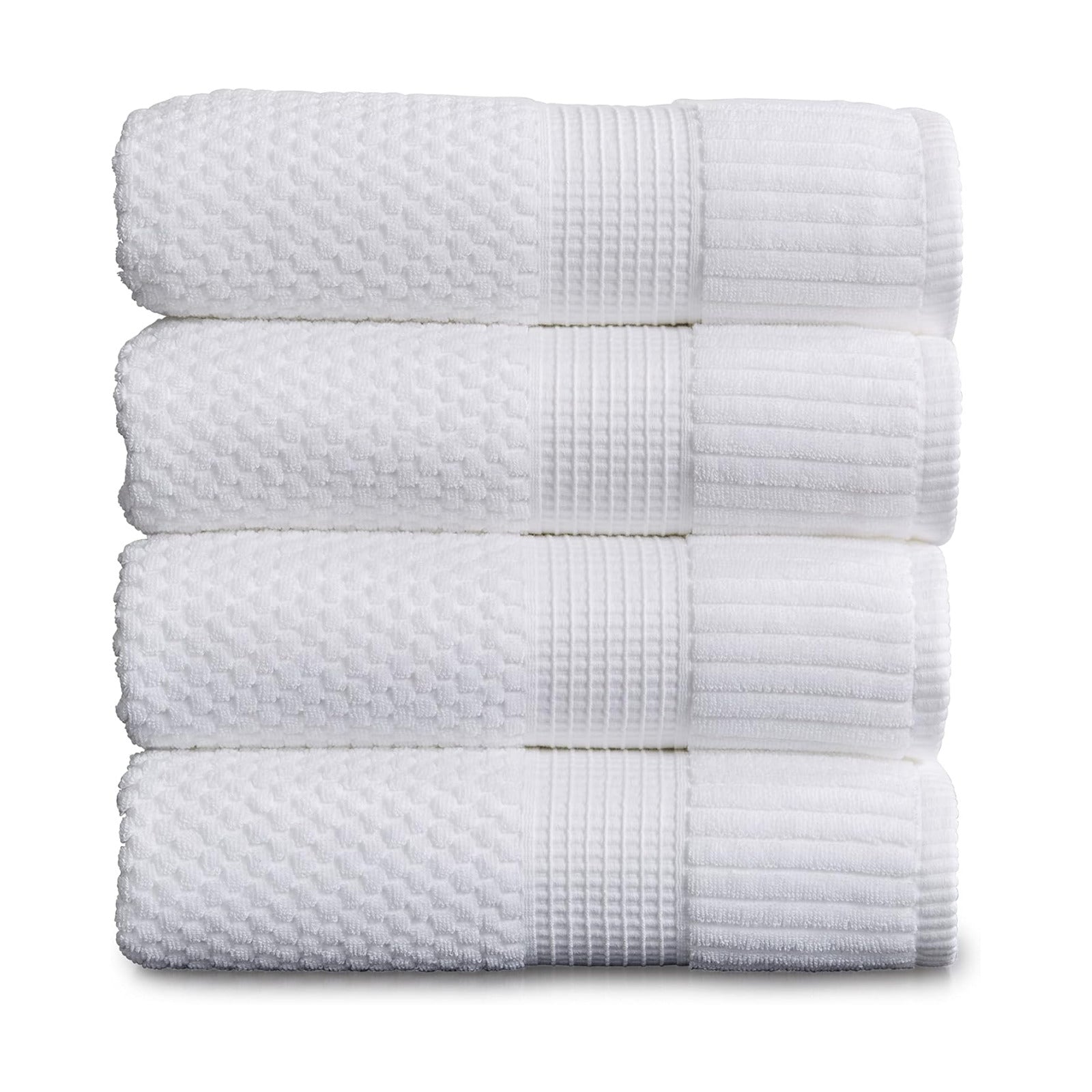 NY Loft 100% Cotton 4-Pack Bath Towel Set | White | Oeko-TEX | Quick-Dry | Four 30" x 52" Bath Towels | Super Absorbent