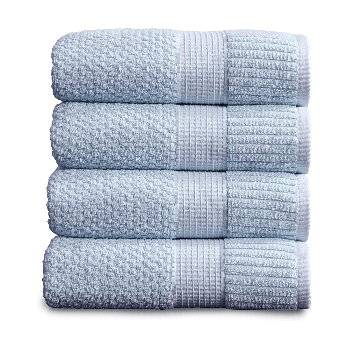 NY Loft 100% Cotton 4-Pack Bath Towel Set | Blue | Oeko-TEX | Quick-Dry | Four 30" x 52" Bath Towels | Super Absorbent