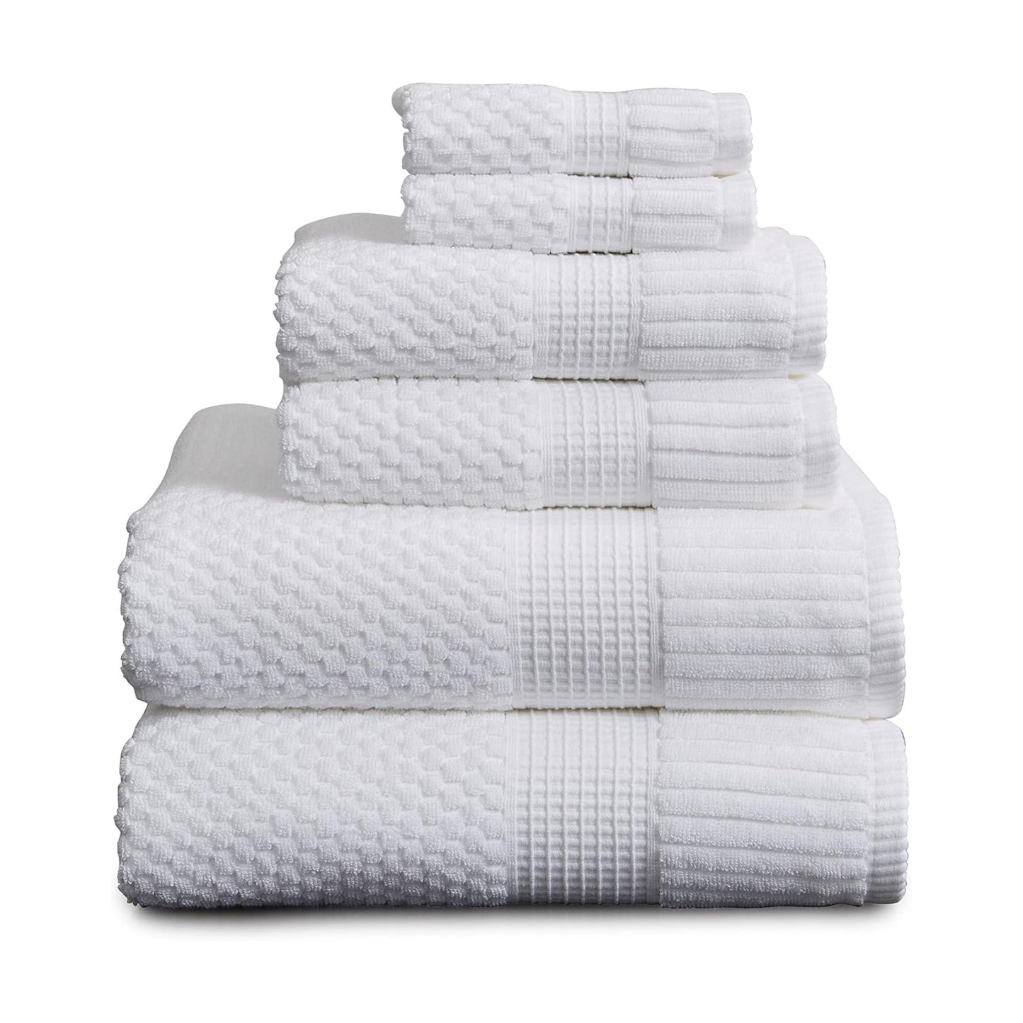 NY Loft 100% Cotton 6-Piece Bath Towel Set | White | Oeko-TEX | Quick-Dry | 30" x 52" Bath Towels | 16" x 28" Hand