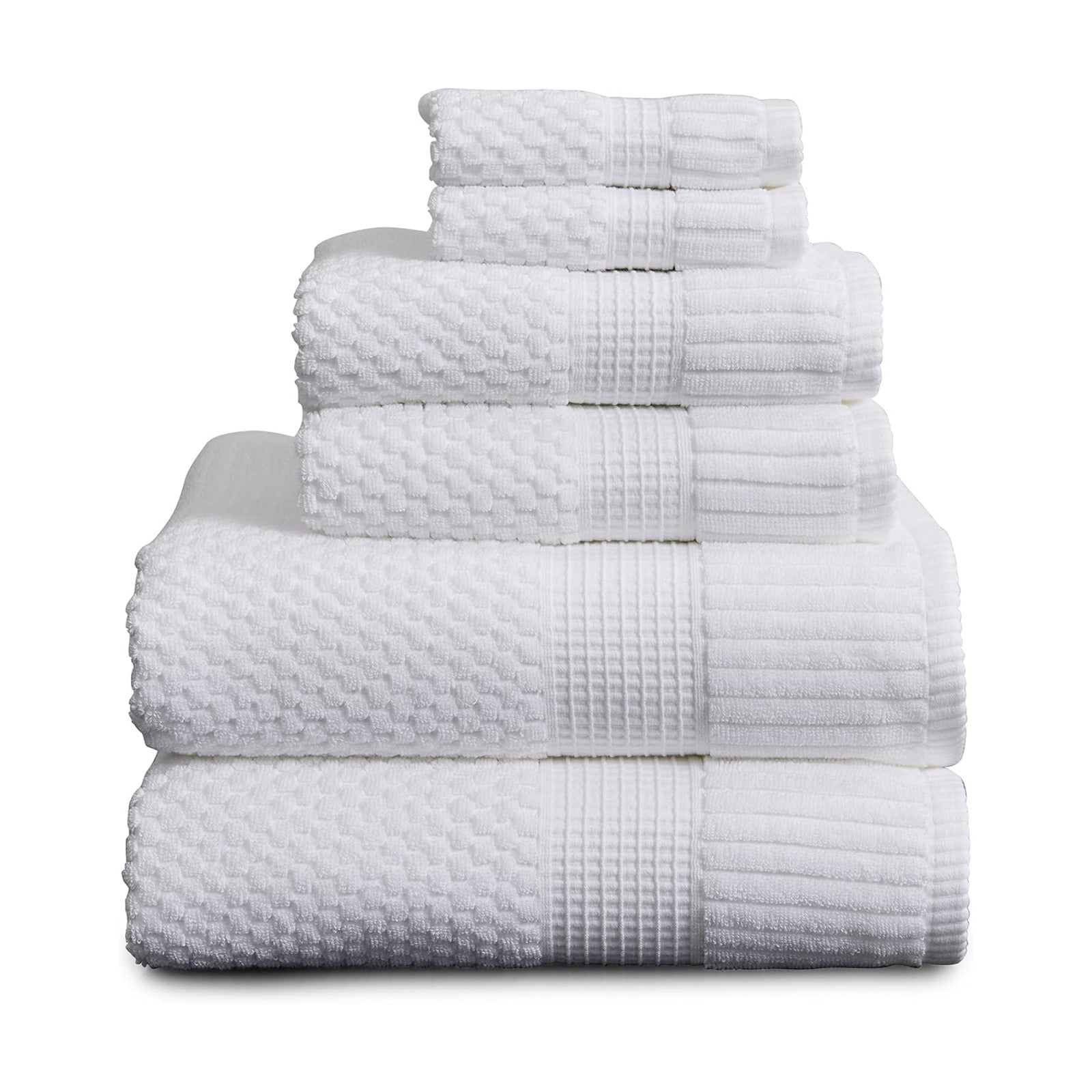 NY Loft 100% Cotton 6-Piece Bath Towel Set | White | Oeko-TEX | Quick-Dry | 30" x 52" Bath Towels | 16" x 28" Hand