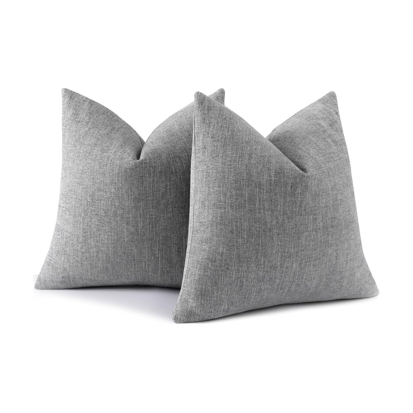 Spring Chenille Decorative Throw Pillow Covers / Grey / 18 x 18 / Set of 2