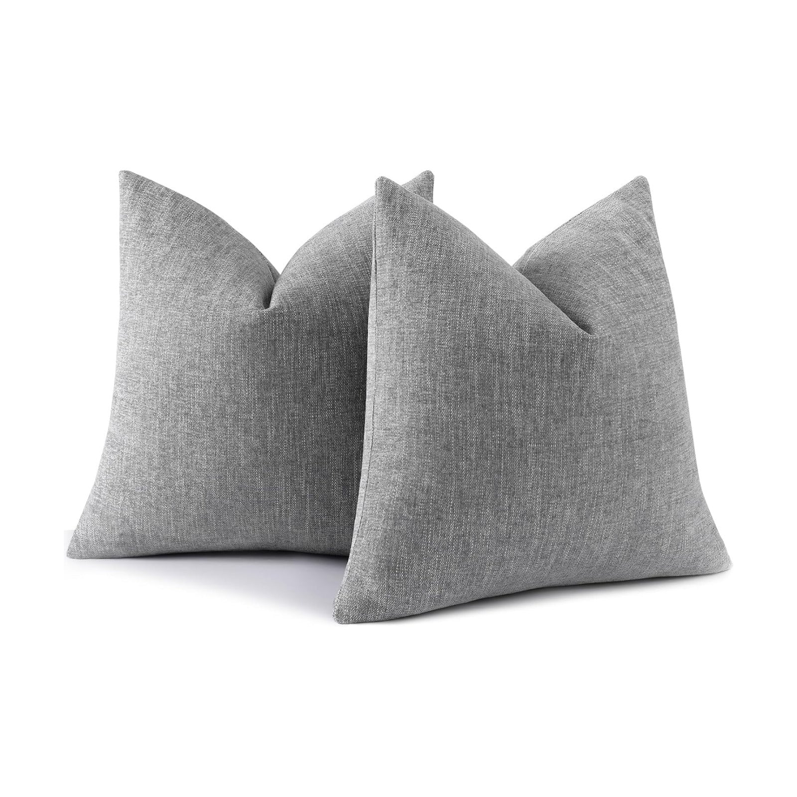 Spring Chenille Decorative Throw Pillow Covers / Grey / 18 x 18 / Set of 2