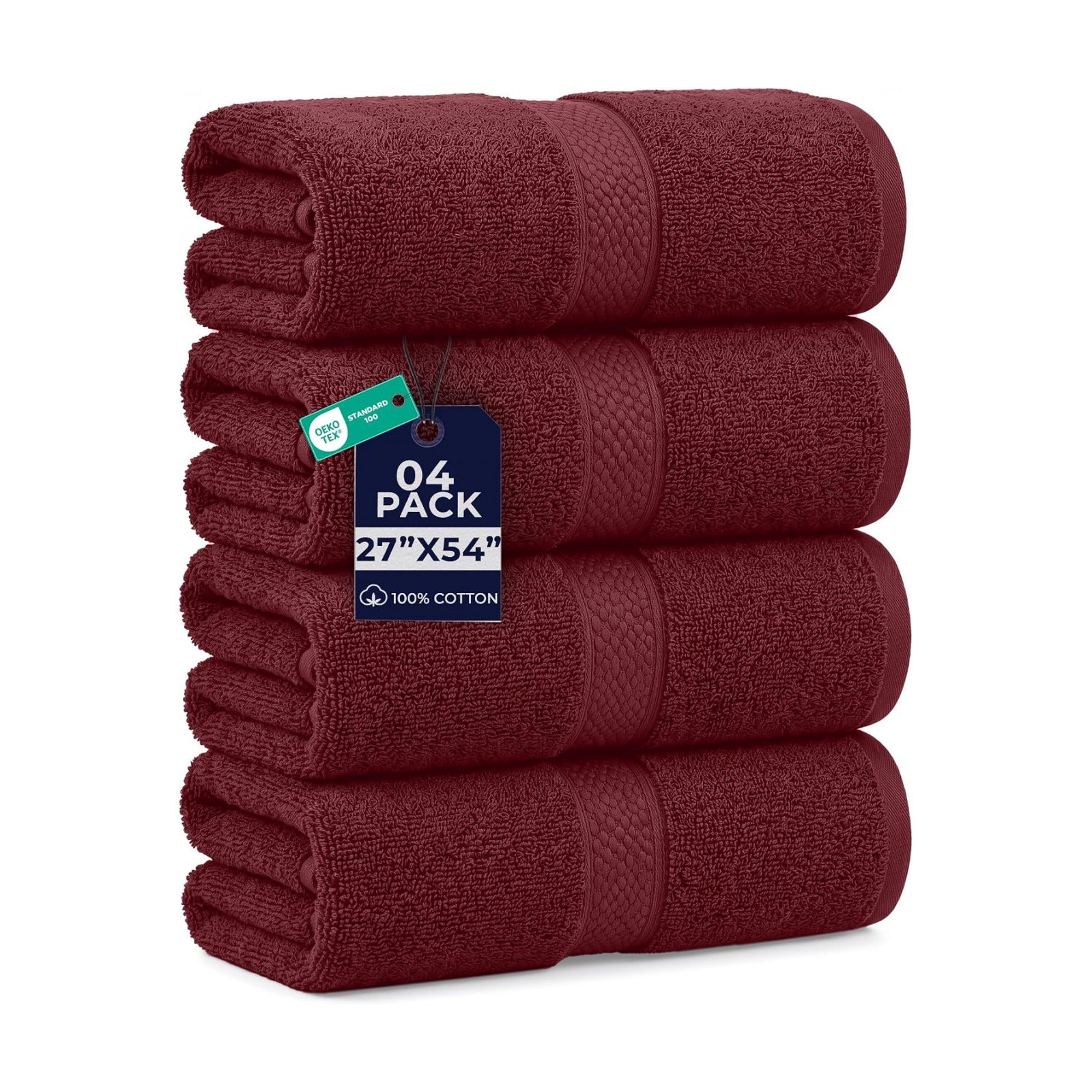 DAN RIVER 600 GSM Cotton Large Bath Towels Set of 4, 27 x 54 Inches | Larger & Lighter Weight Towels for Bathroom