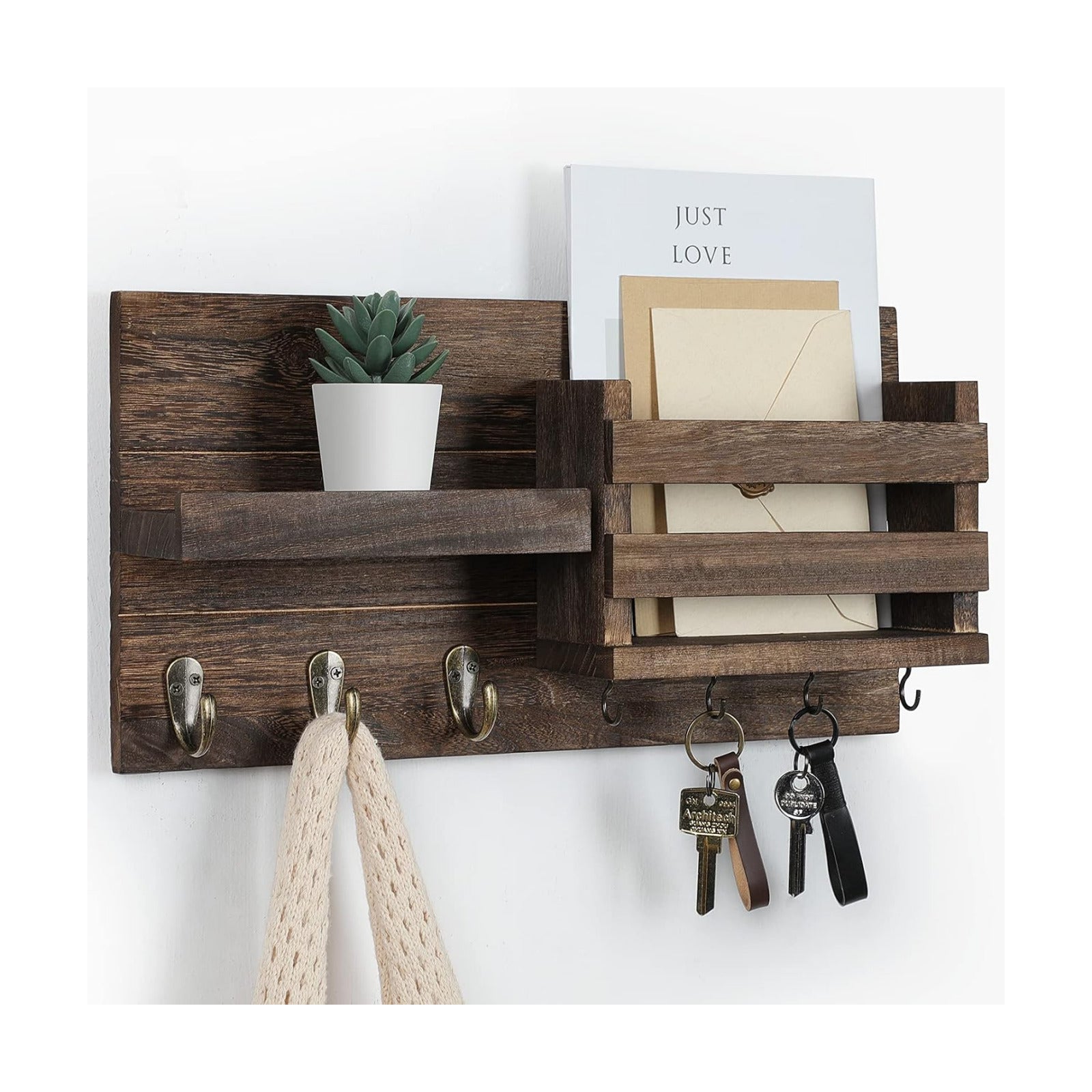 Key Holder / Mail Organizer / Brown