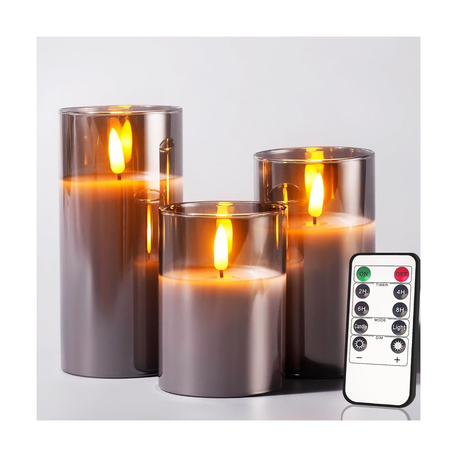 Tyawon Glass Battery Operated LED Flameless Candles with Remote and Timer, Real Wax Candles Warm Color Flickering Light