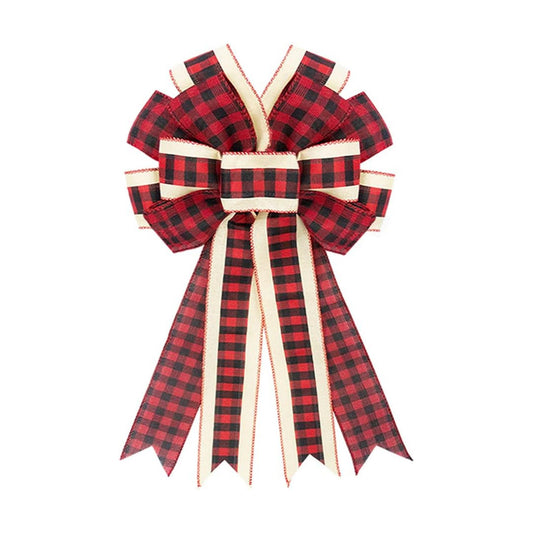 Hying Large Christmas Bow for Wreath, Christmas Wreath Bow Red Black Buffalo Plaid Bows for Front Door Indoor Outdoor Wall Tree Decoration Supplies Ornament