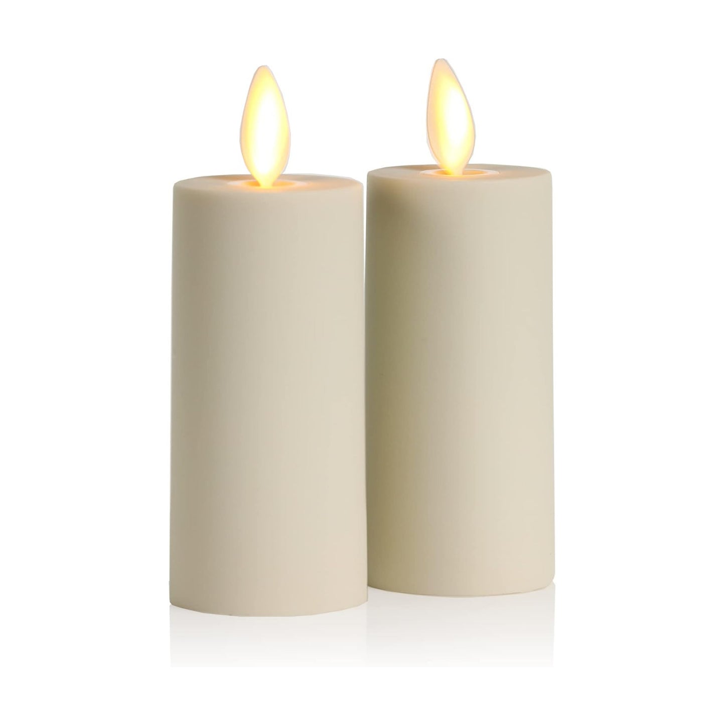 Luminara Votive Flameless LED Candle, Set of 2 Ivory 1.5" x 4", Moving Flame Battery Operated Timer Remote Ready IPX4