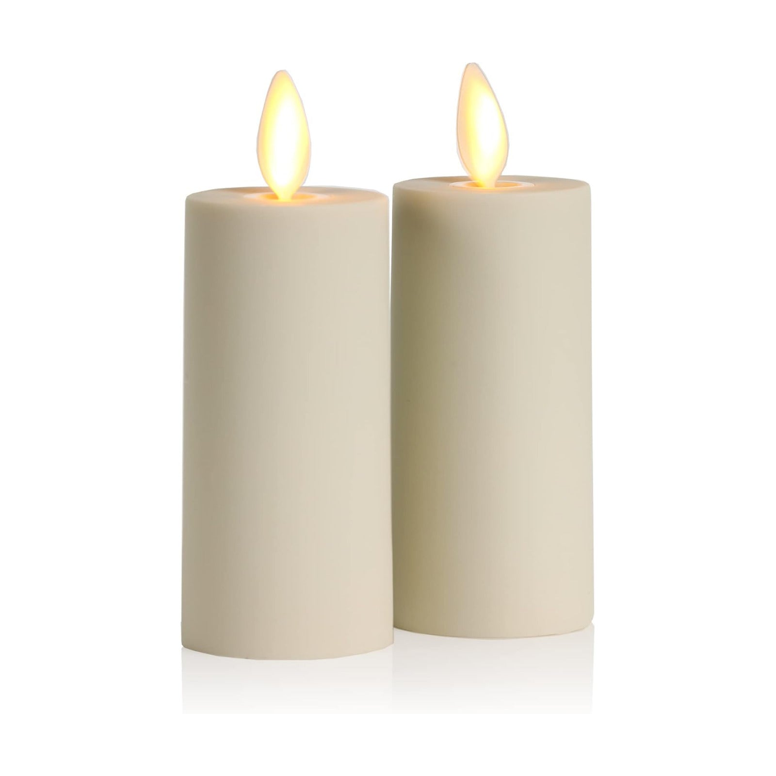 Luminara Votive Flameless LED Candle, Set of 2 Ivory 1.5" x 4", Moving Flame Battery Operated Timer Remote Ready IPX4