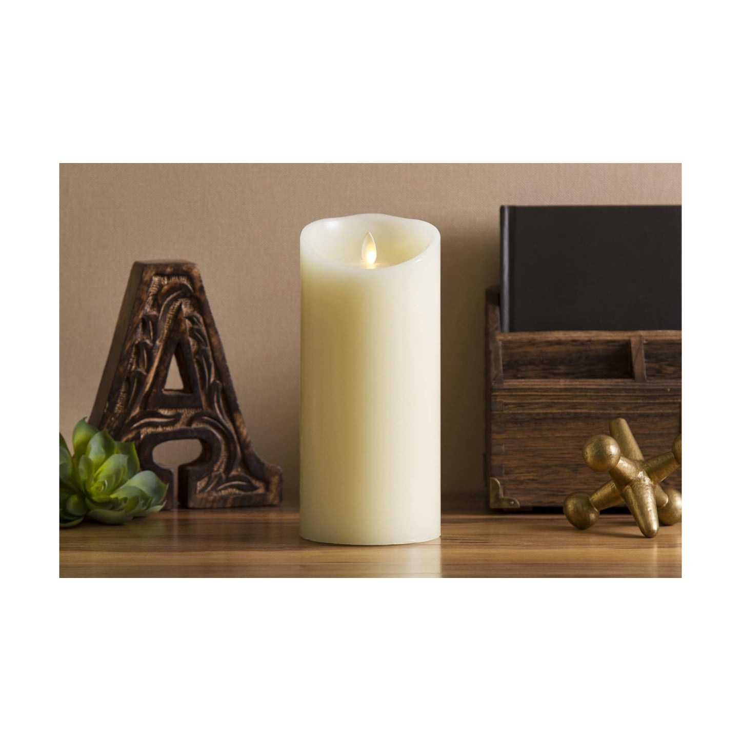 Luminara Flameless LED Battery Operated Ivory Pillar Candle, Flickering Realistic Moving Flame, 3" x 6.5" Real Wax