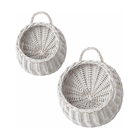 Surroundings 13" Woven Handled Wall Basket / Natural / Set of 2