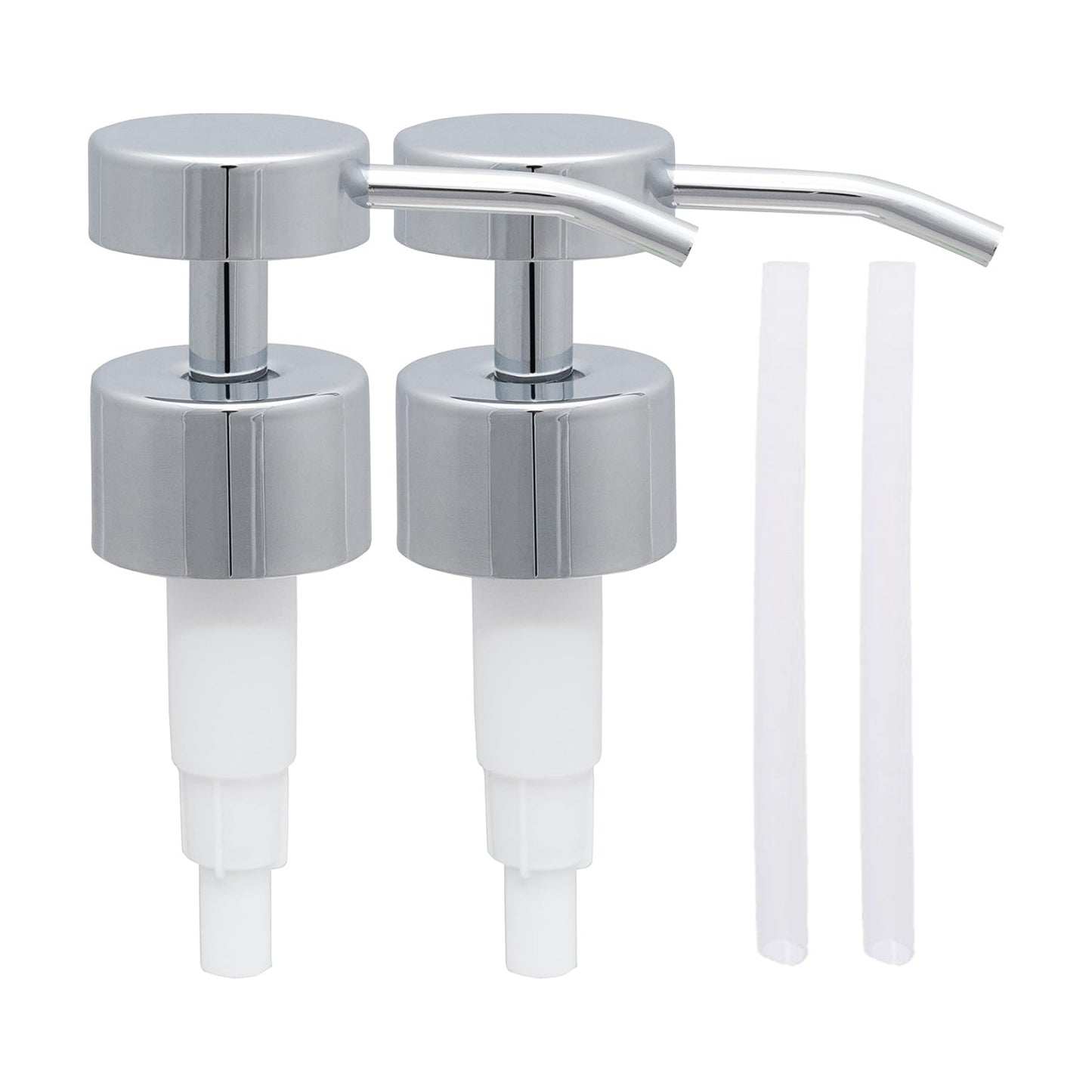 Stainless Steel Flat-Top Soap & Lotion Pumps, Chrome, 4-Pack