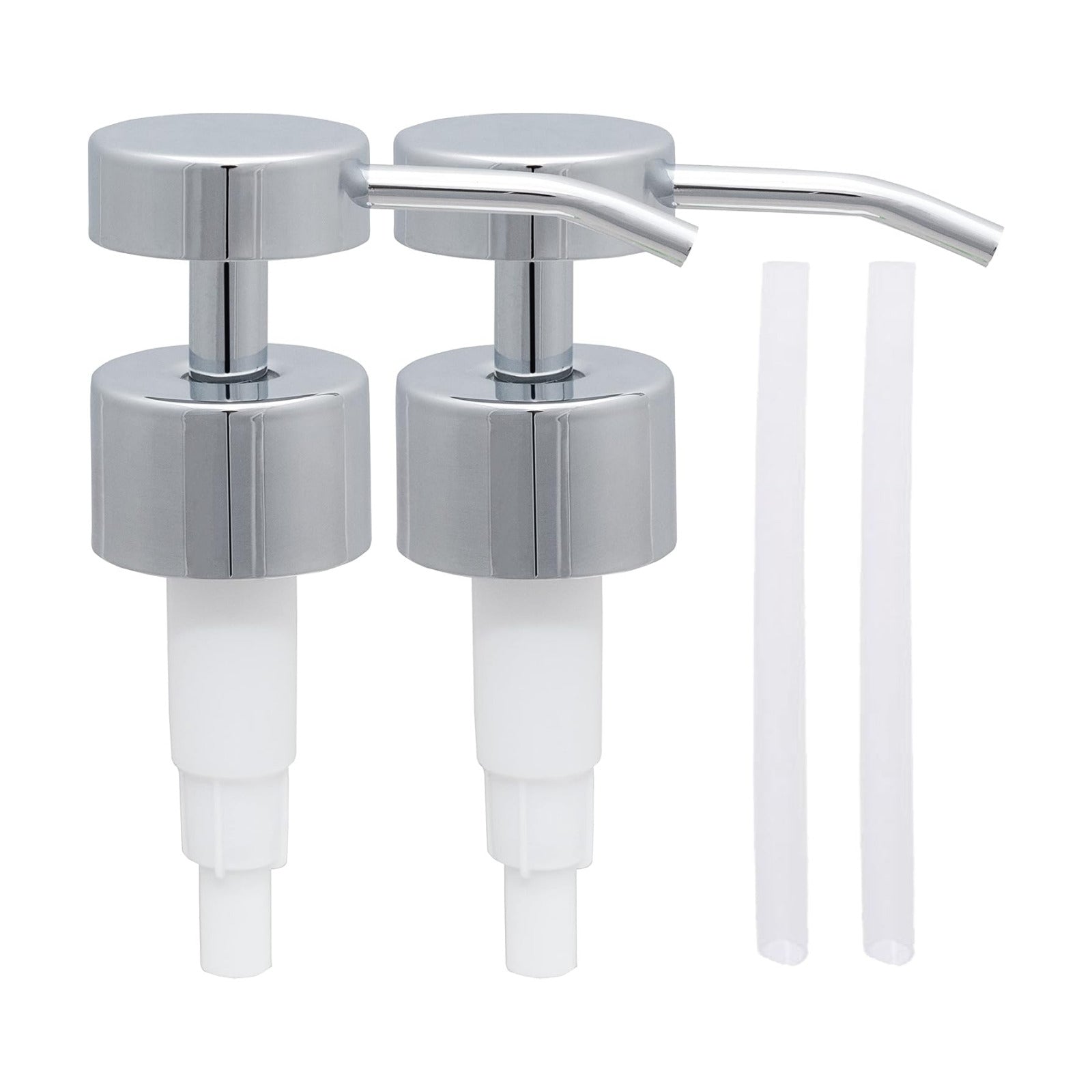 Stainless Steel Flat-Top Soap & Lotion Pumps, Chrome, 4-Pack