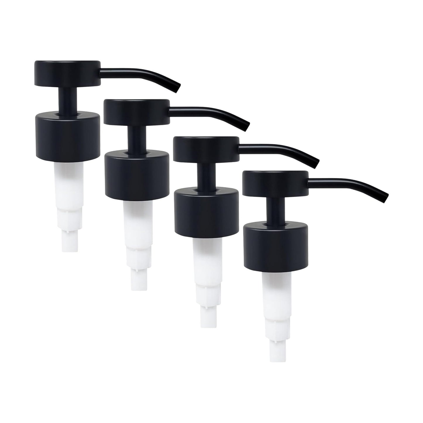 Flat-Top Soap & Lotion Dispenser Pumps, Black Matte, 4-Pack