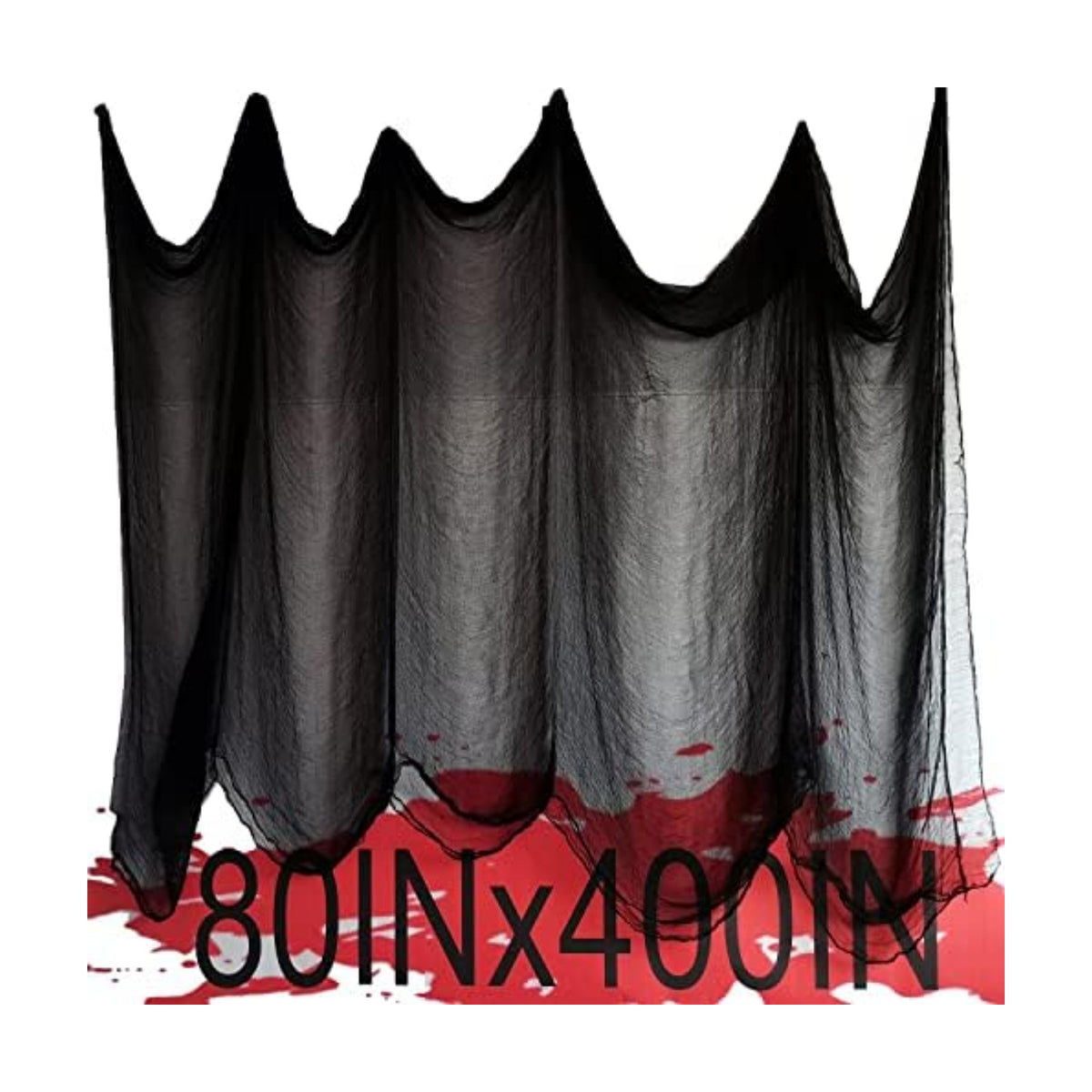80×400 Inch Super Size Halloween Creepy Spooky Gauze Cloth Black Cheesecloth Scary Halloween Decorations for Haunted House Home Wall Patio Garden