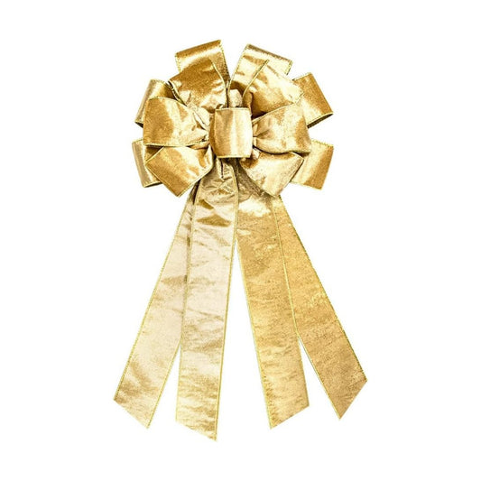 Hying Large Christmas Bow for Wreath, Champagne Velvet Bows for Front Door Wall Fence Decor, Gilt Edged Christmas Wreath Bow Tree Topper Bow for Winter Christmas Party Decoration Supplies