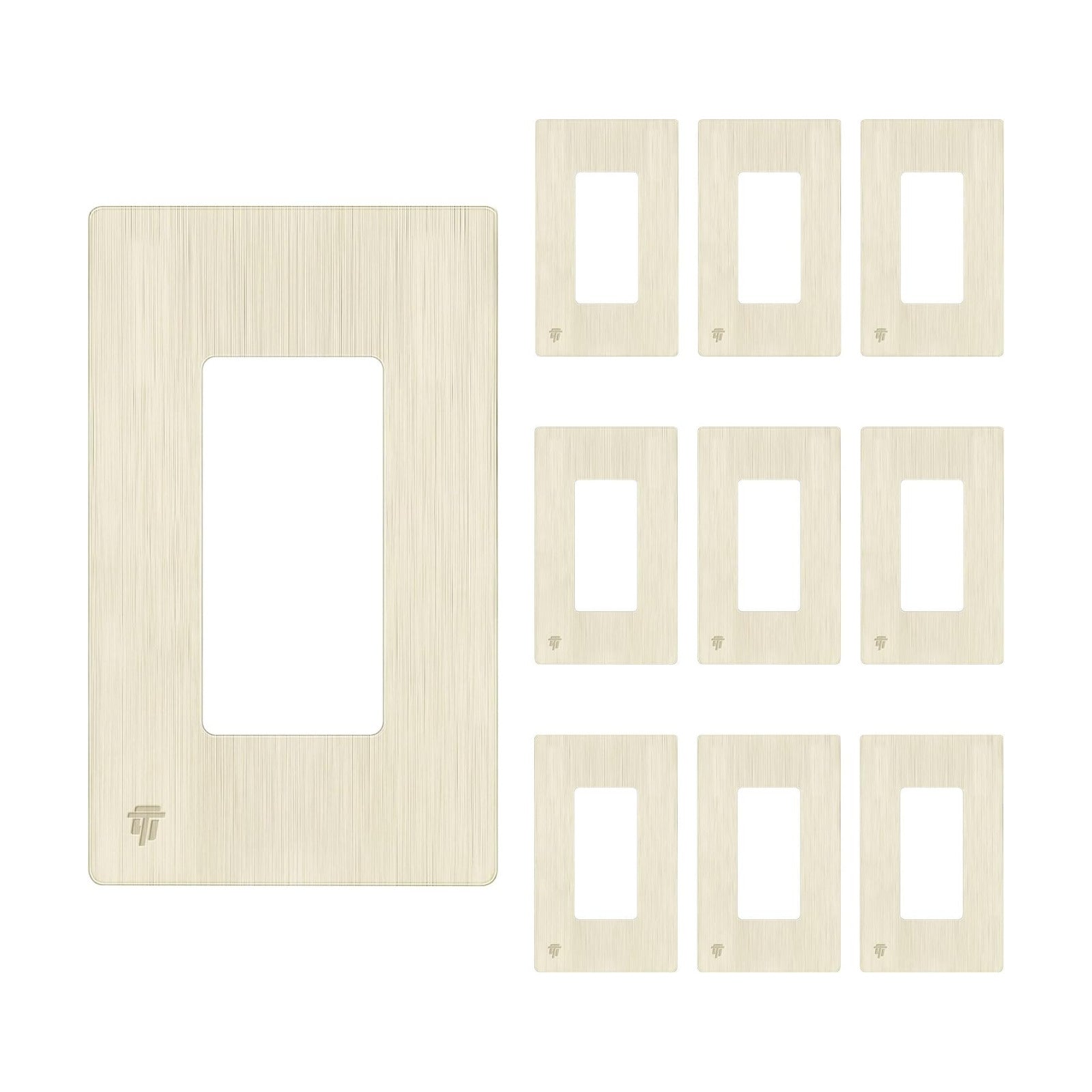 ENERLITES 1-Gang Screwless Decorator Wall Plate Outlet Cover, 10 Pack | Brushed Light Almond, Size 4.68" x 2.93", Fits