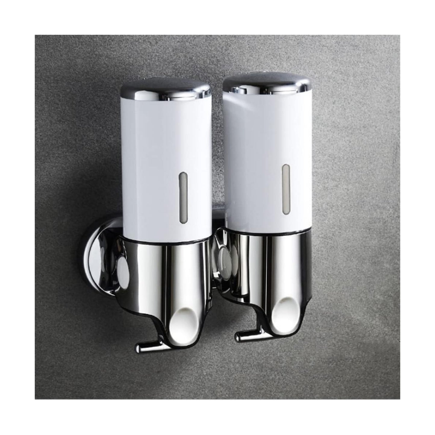 2 in 1 Chamber Wall Mounted Shampoo and Conditioner Dispenser (White) | No Drill Shower Soap Dispenser for Bathroom