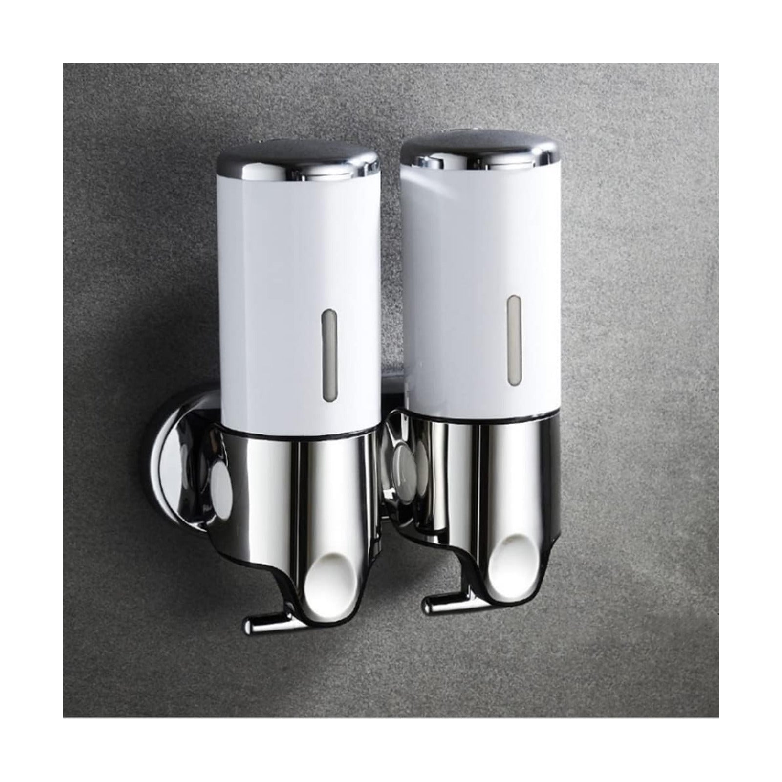2 in 1 Chamber Wall Mounted Shampoo and Conditioner Dispenser (White) | No Drill Shower Soap Dispenser for Bathroom