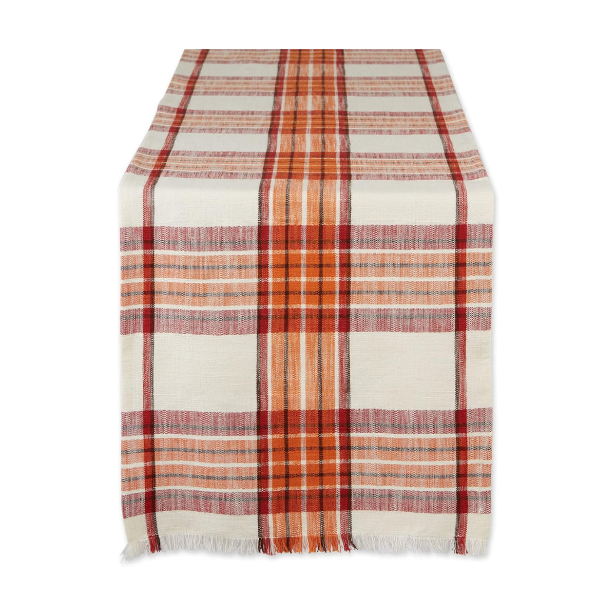 DII Thanksgiving & Fall Table Decoration Autumn Farmhouse Plaid, Table Runner, 14x72, Pumpkin Spice Orange