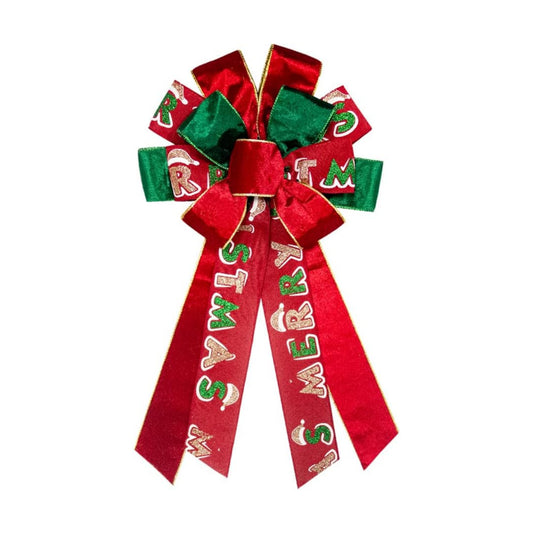 Hying Large Christmas Bow for Wreath, Red Green Velvet Wreath Bow for Christmas Décor - Winter Christmas Bow for Front Door Indoor Outdoor Wall Decoration Supplies Ornament