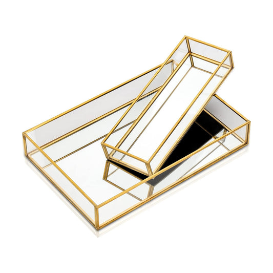 Vanity Tray / Perfume Trays / Gold / Set of 2