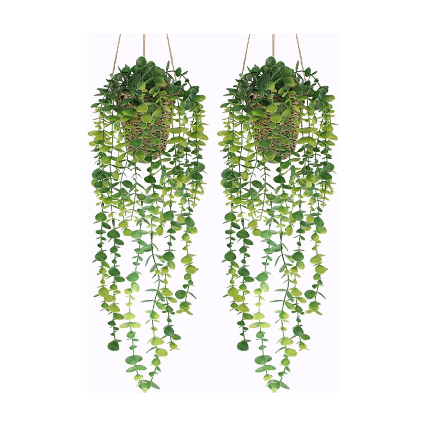 Woven Basket / Artificial Hanging Plants / 2 Packs / Set of 2