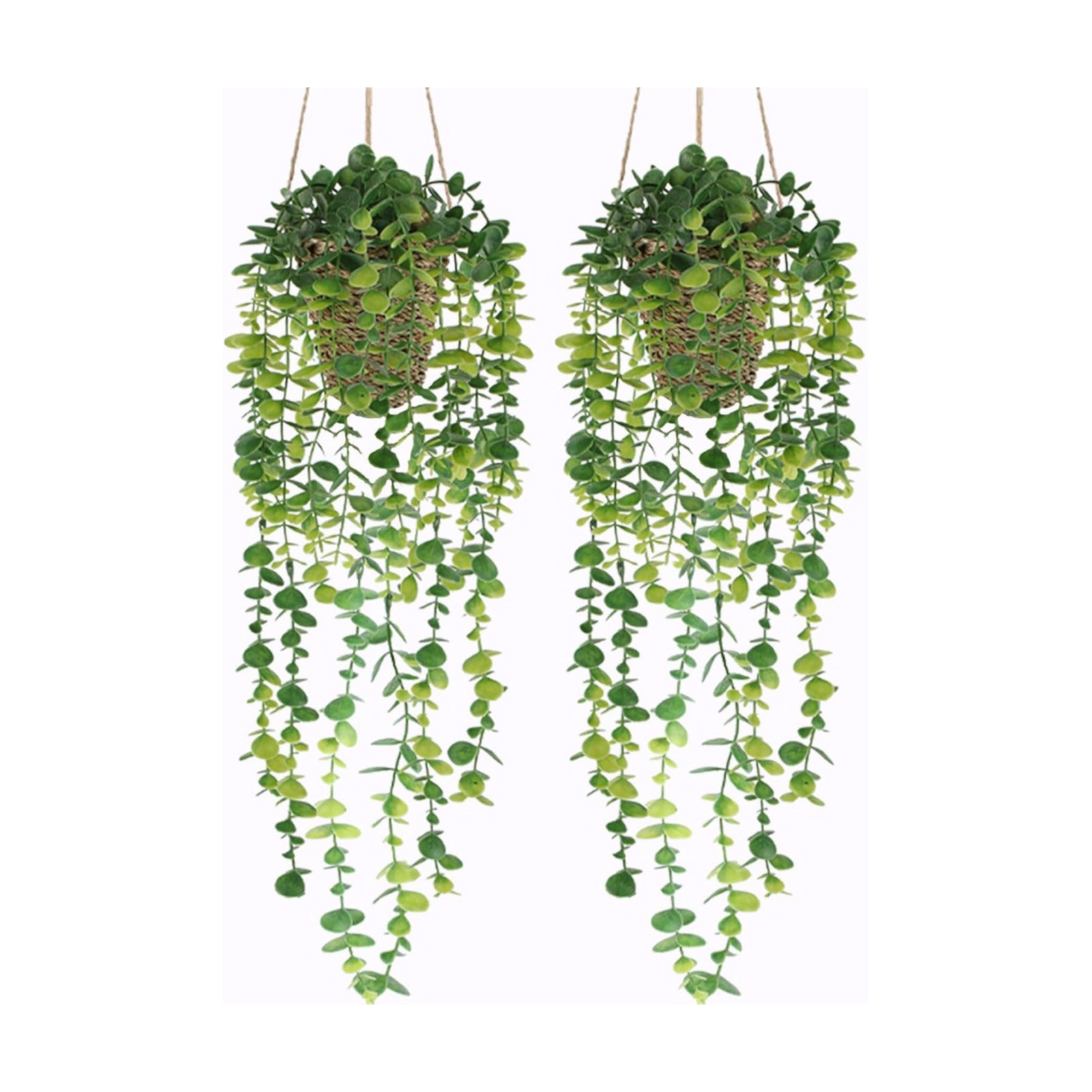 Woven Basket / Artificial Hanging Plants / 2 Packs / Set of 2