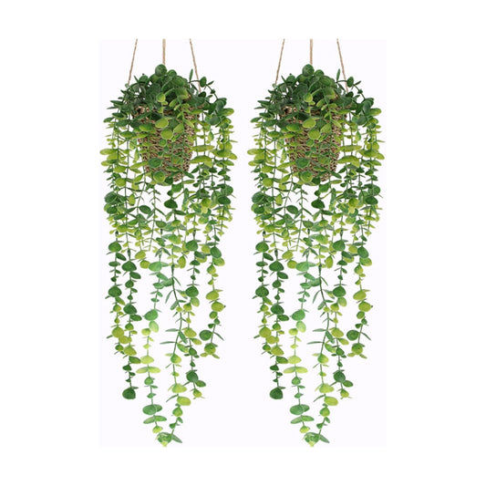 Woven Basket / Artificial Hanging Plants / 2 Packs / Set of 2