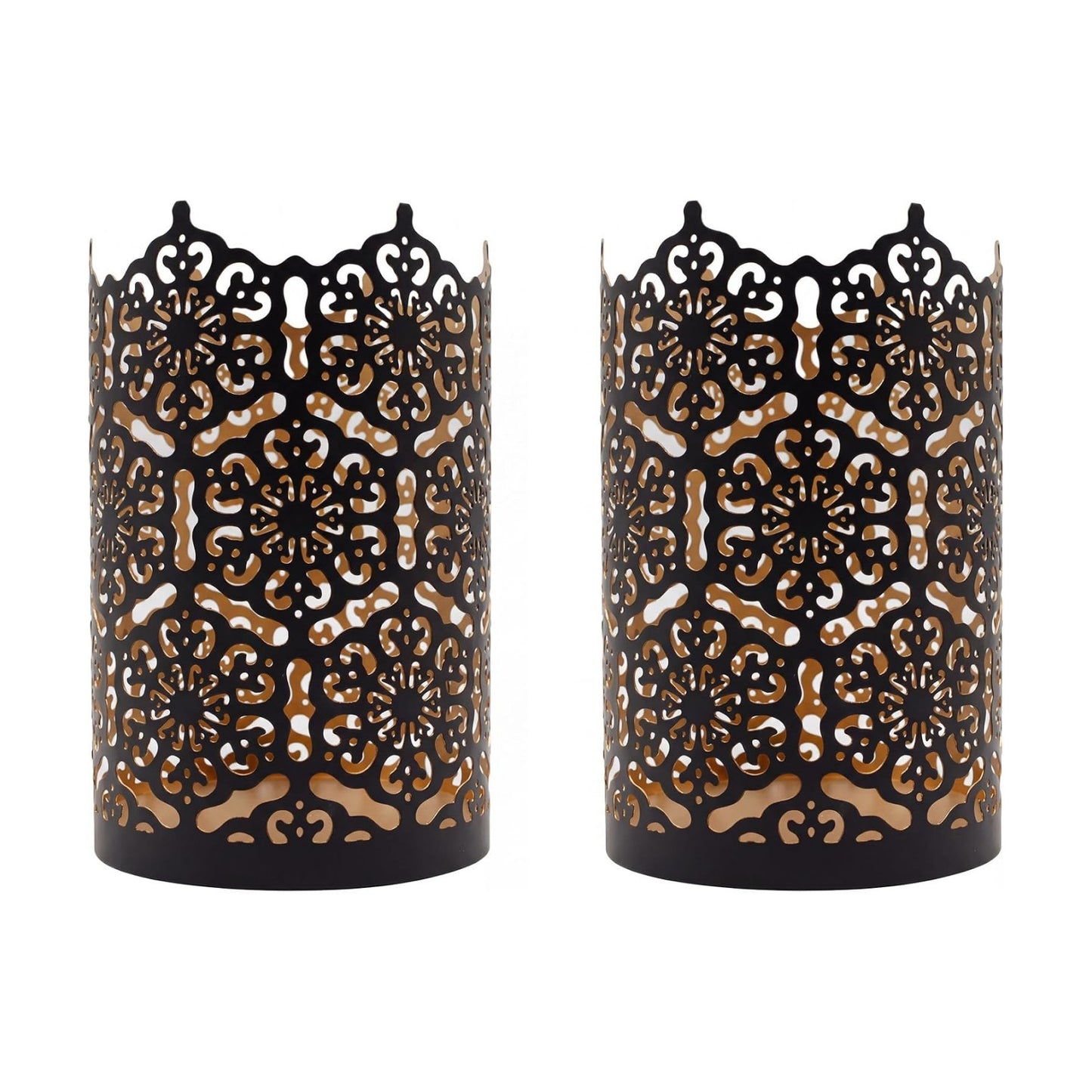 Hosley's Set of 2 Flower 7" High Cut Bronze Candle Holder & Lantern. Ideal for Use with Hosley Highly Scented Candles