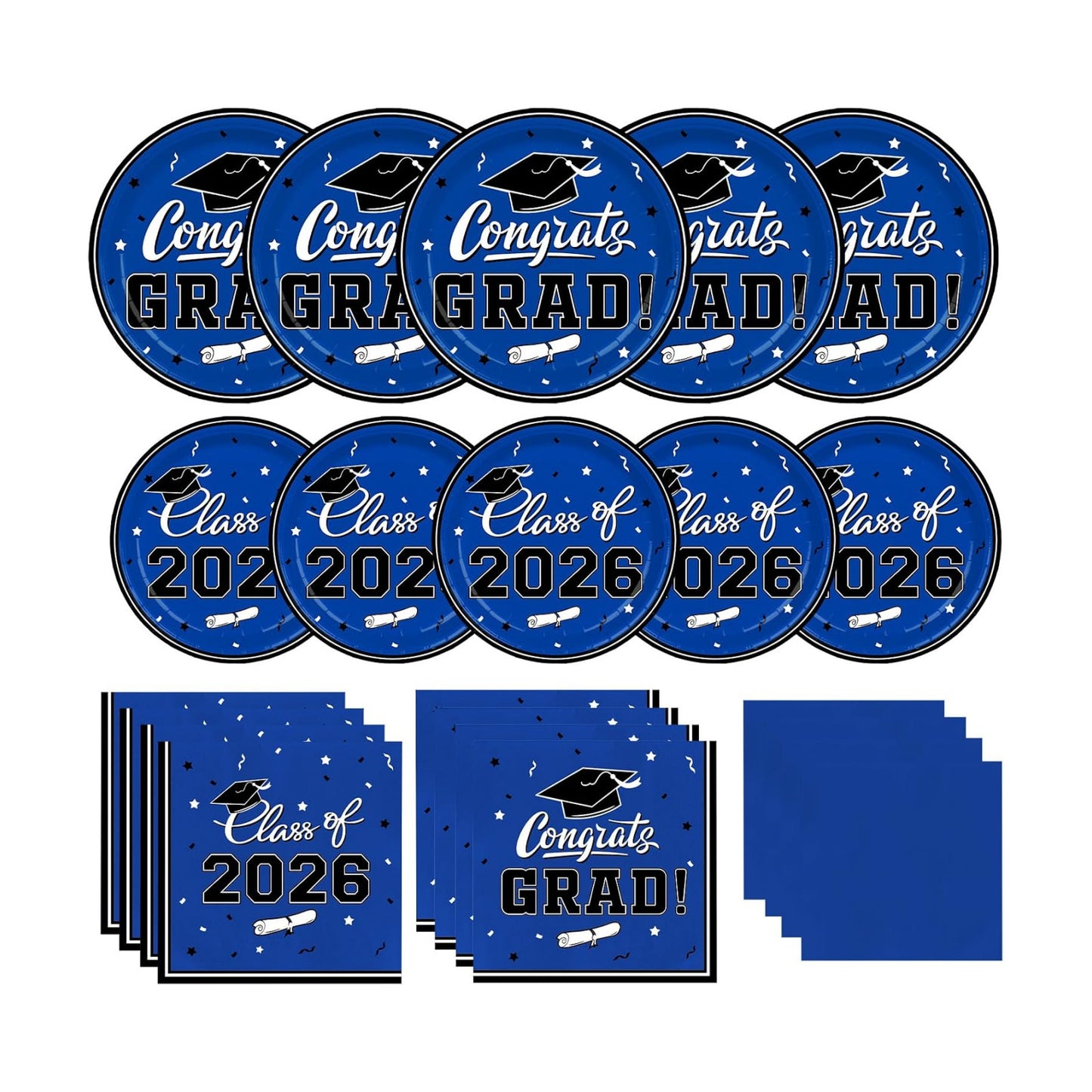 Graduation decorations 2026 Graduation Plates and Napkins Disposable Paper Plates Luncheon / Blue