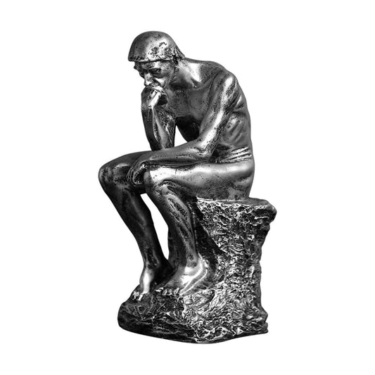 Resin Thinker Statue Thinker Figurine Thinking Man Sculptures / Silver