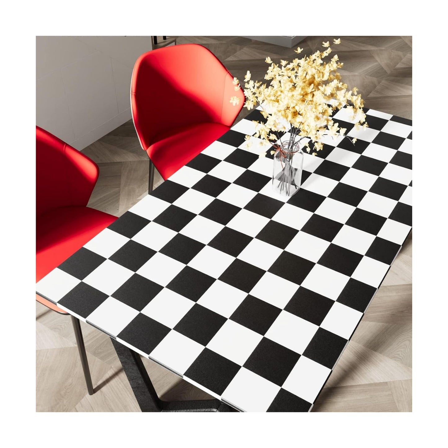 Black and White Checkered Wallpaper Contact Paper for Countertops / 17.7 x 200 / Black/white