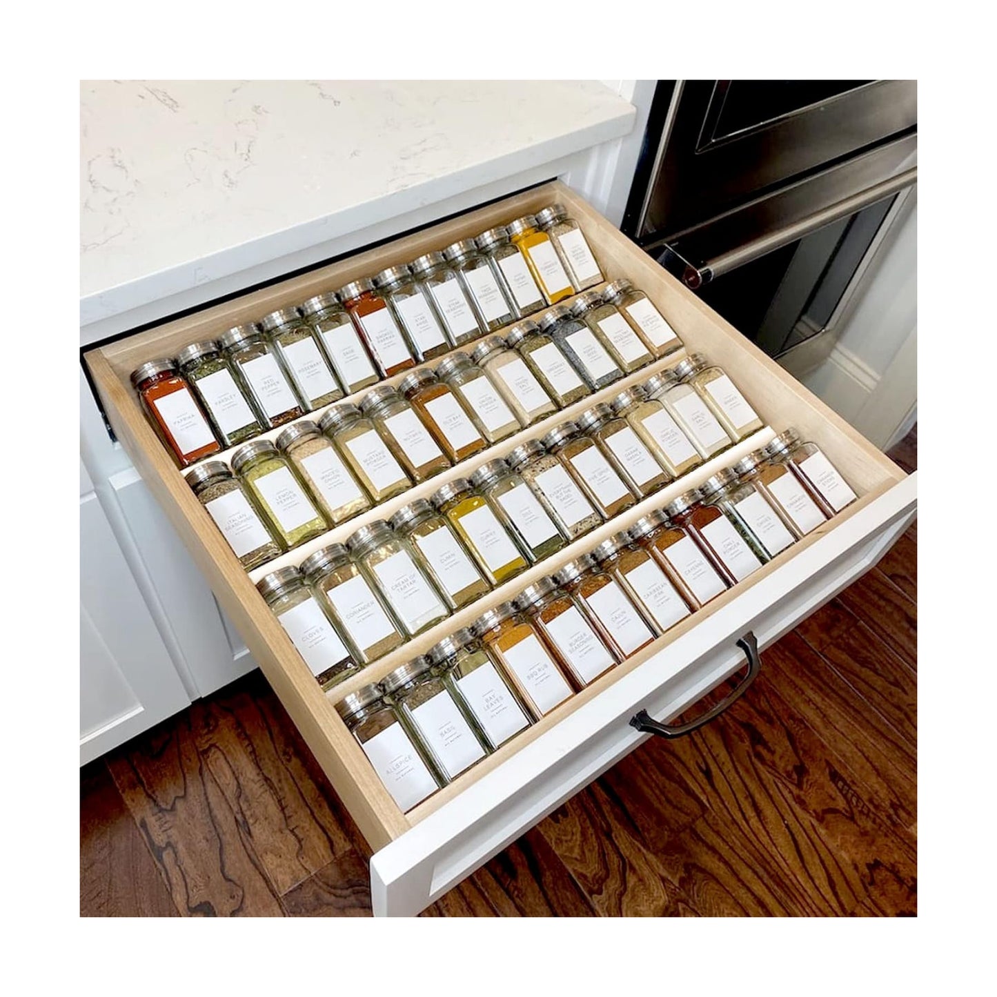 MIUKAA Clear Acrylic Spice Drawer Organizer, 4 Tier- 2 Set Expandable From 13" to 26" Drawer Seasoning Organizer