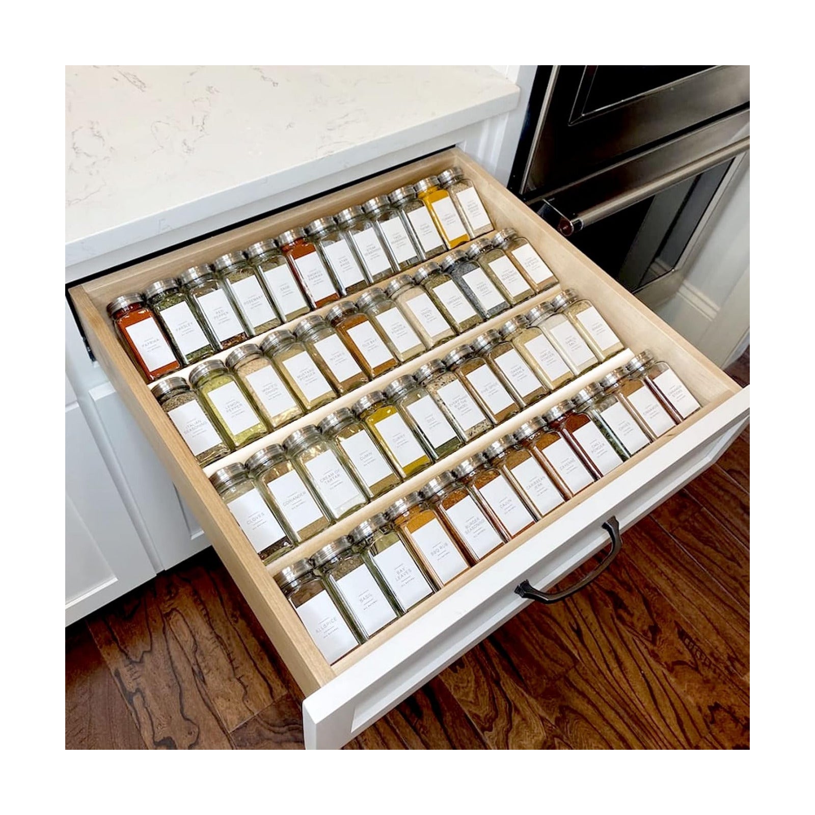 MIUKAA Clear Acrylic Spice Drawer Organizer, 4 Tier- 2 Set Expandable From 13" to 26" Drawer Seasoning Organizer