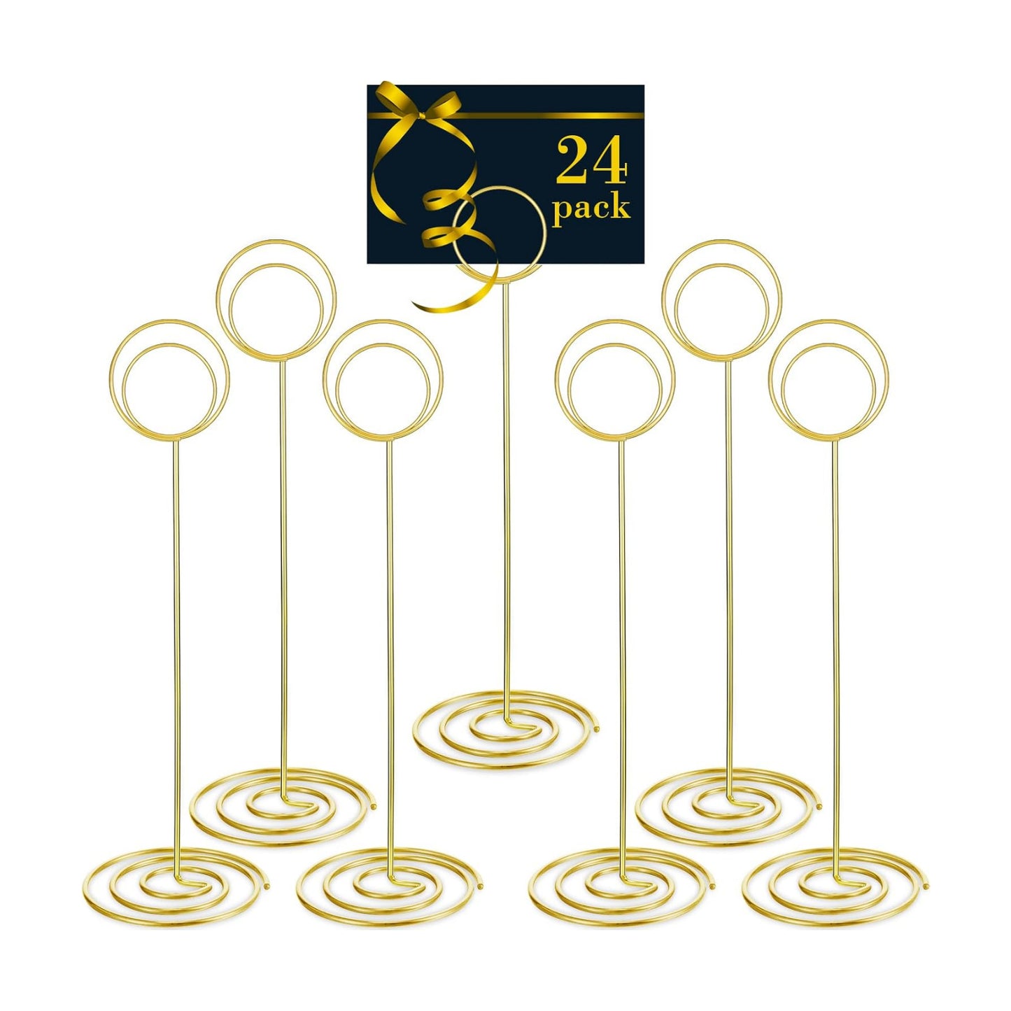 24 Pack 8.86 Inch Table Number Holder Wire Photo Holder Picture Name Menu Clips Memo Note Cards Stand for Wedding
