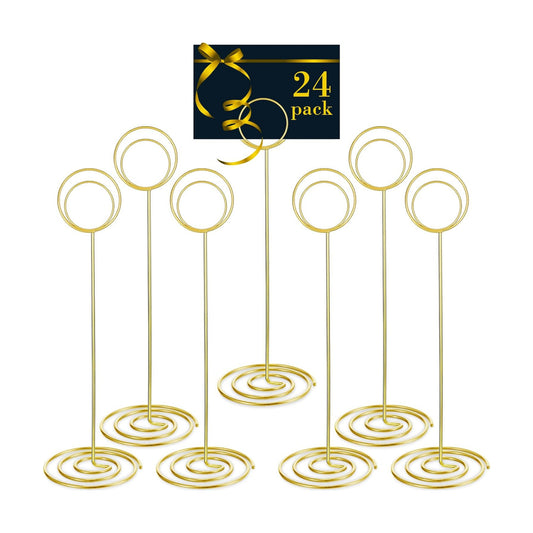 24 Pack 8.86 Inch Table Number Holder Wire Photo Holder Picture Name Menu Clips Memo Note Cards Stand for Wedding