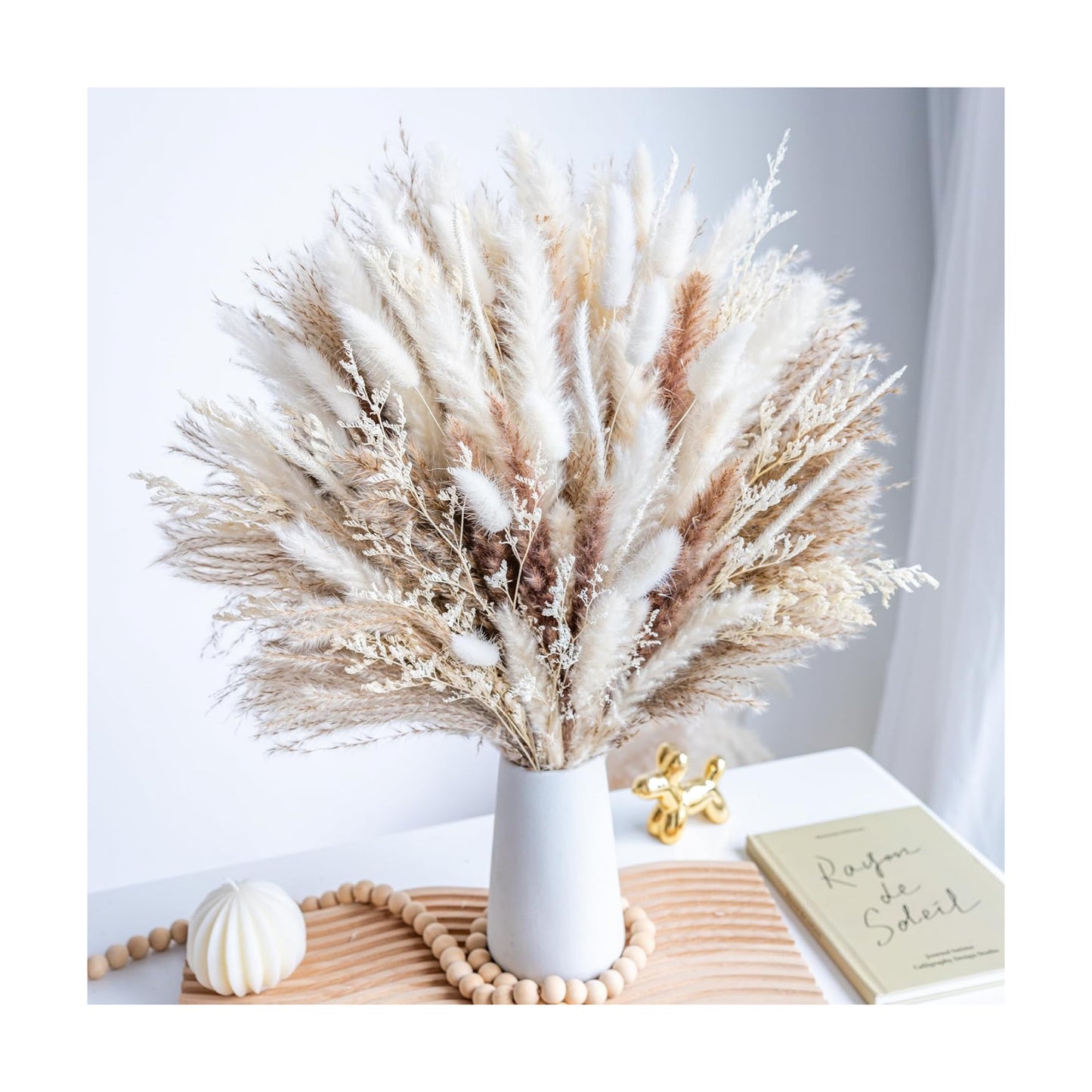 Dried Pampas Grass Boho Home Decor Bouquet Phragmites Dried Flowers Bouquet / Natural / Set of 96