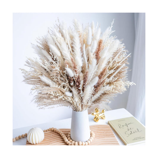 Dried Pampas Grass Boho Home Decor Bouquet Phragmites Dried Flowers Bouquet / Natural / Set of 96