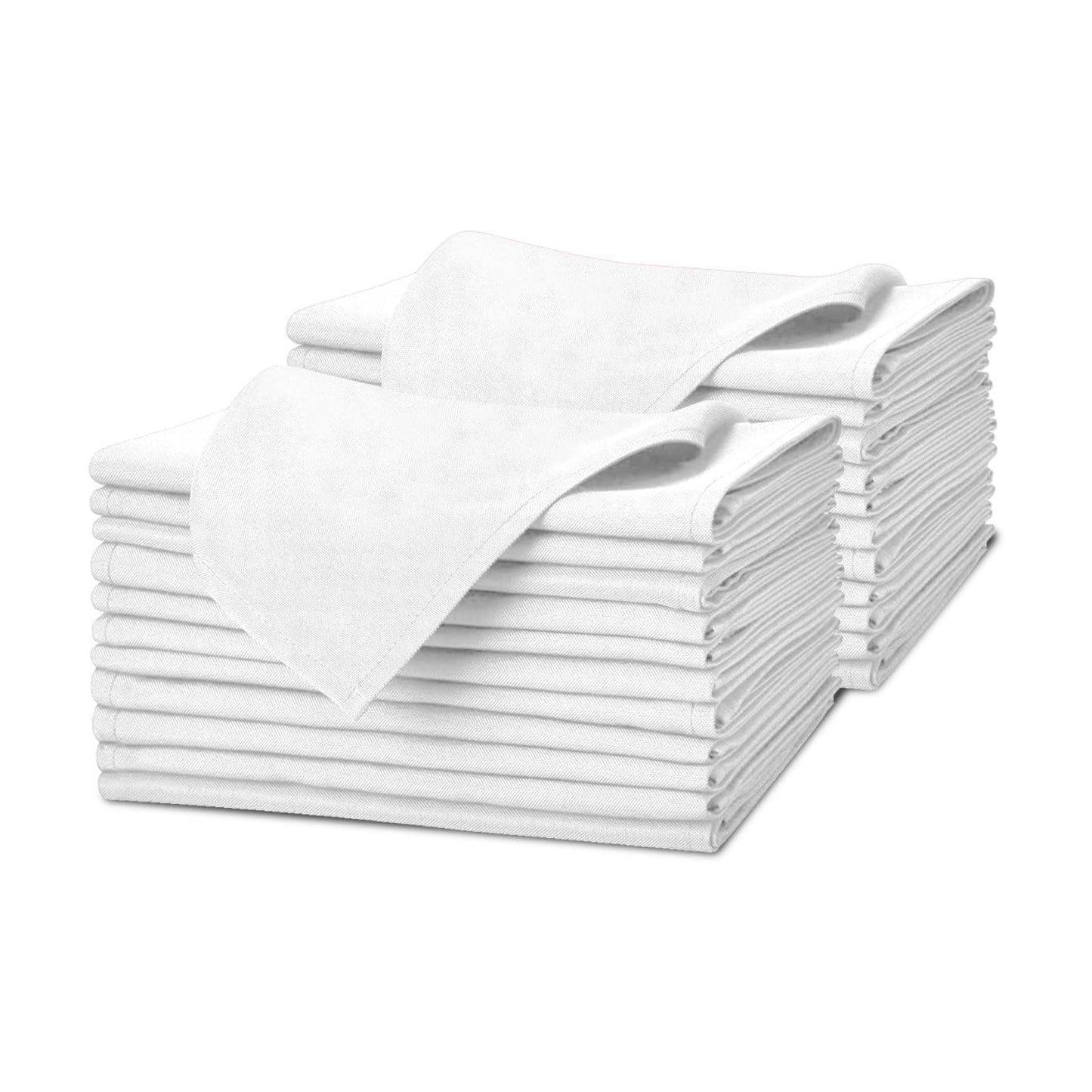 White Cloth Napkins Bulk (Pack of 24) - 100% Polyester Dinner Linen Napkins Cloth Washable & Reusable - Durable with