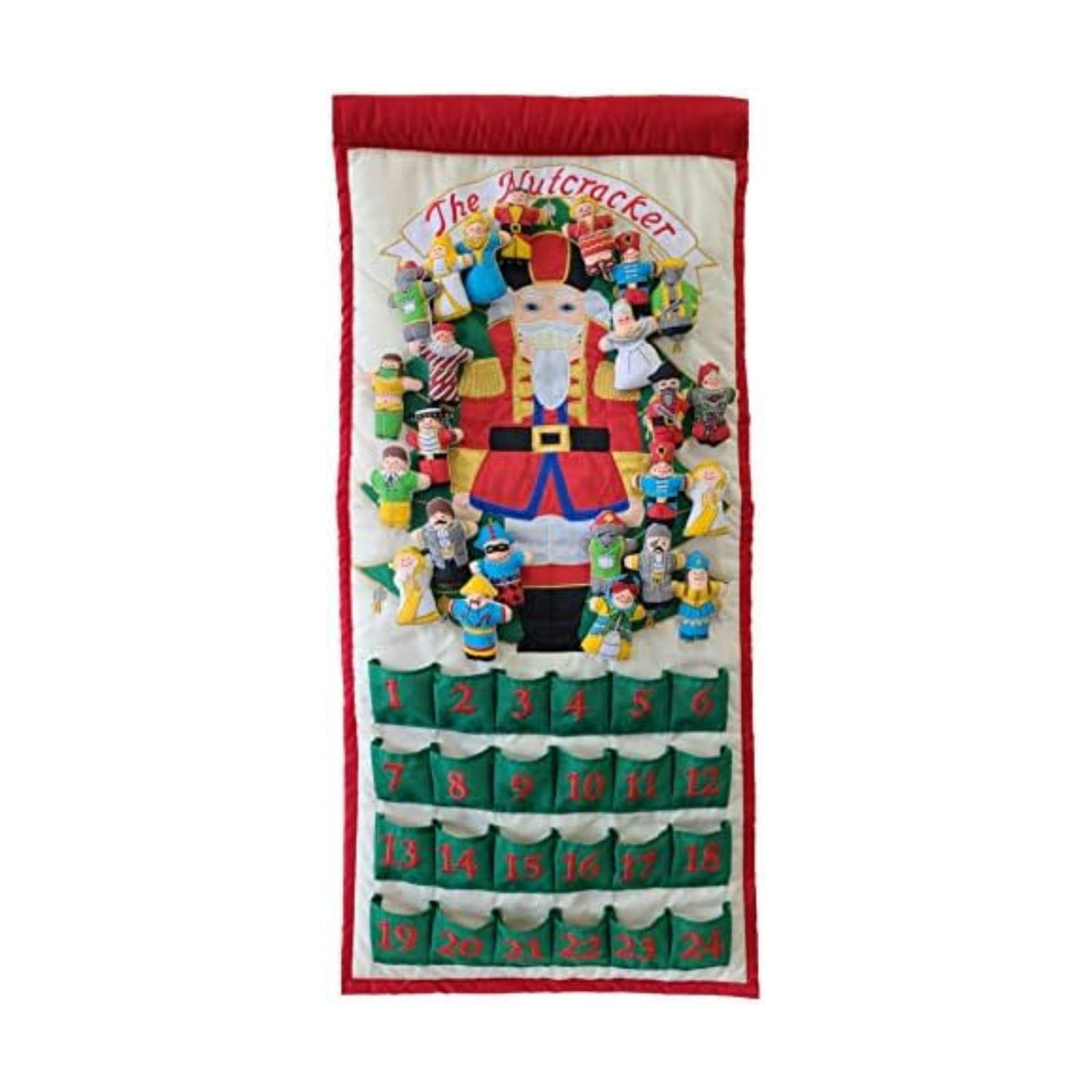 Nutcracker Advent Calendar by Pockets of Learning | Interactive Christmas Holiday Décor | Embroidered Seasonal Soft Fabric Cloth Wall Hanging Countdown Decor