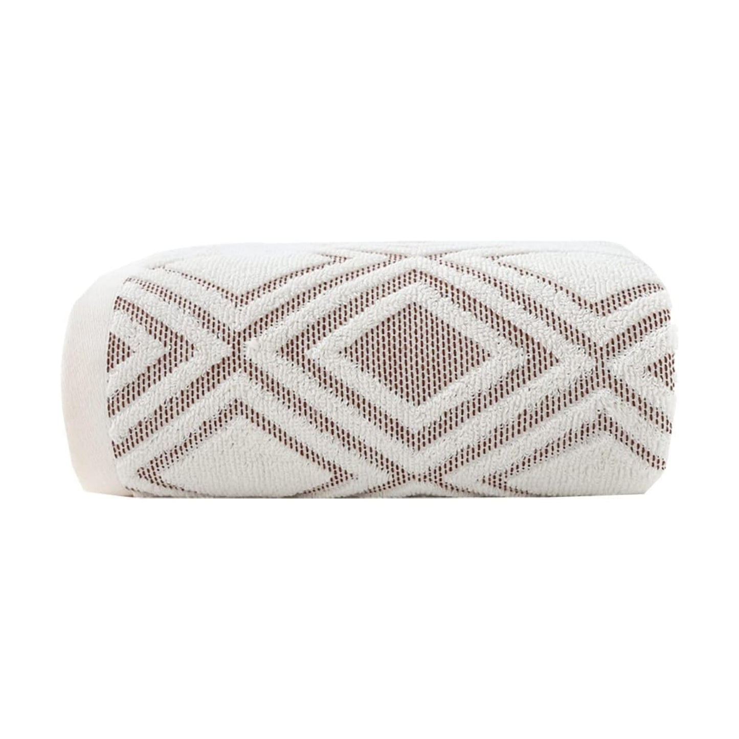 Bath Towel Diamond Pattern 100% Cotton Absorbent Soft Decorative Towel for Bathroom 27.6 x 55 Inch (Beige Brown)