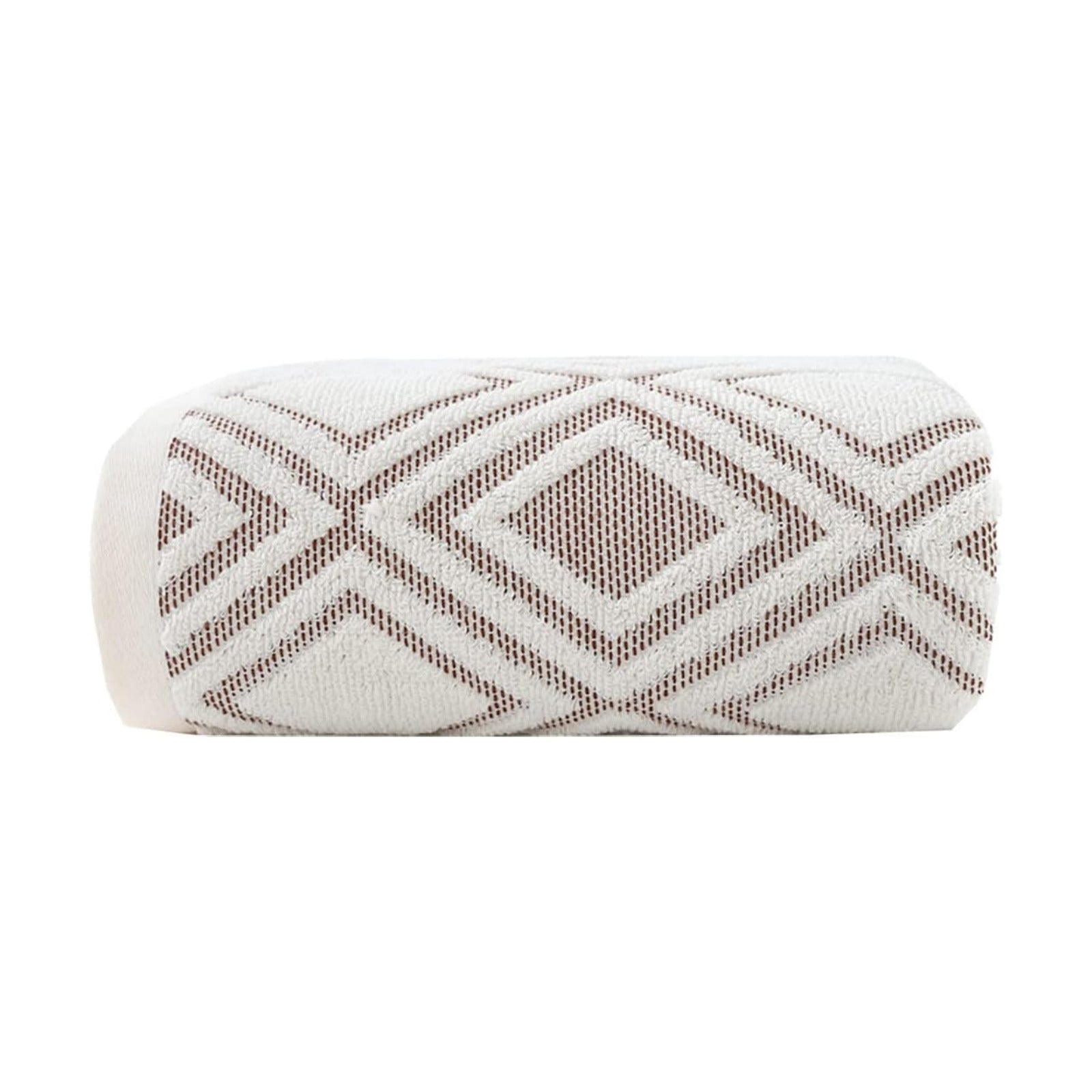 Bath Towel Diamond Pattern 100% Cotton Absorbent Soft Decorative Towel for Bathroom 27.6 x 55 Inch (Beige Brown)