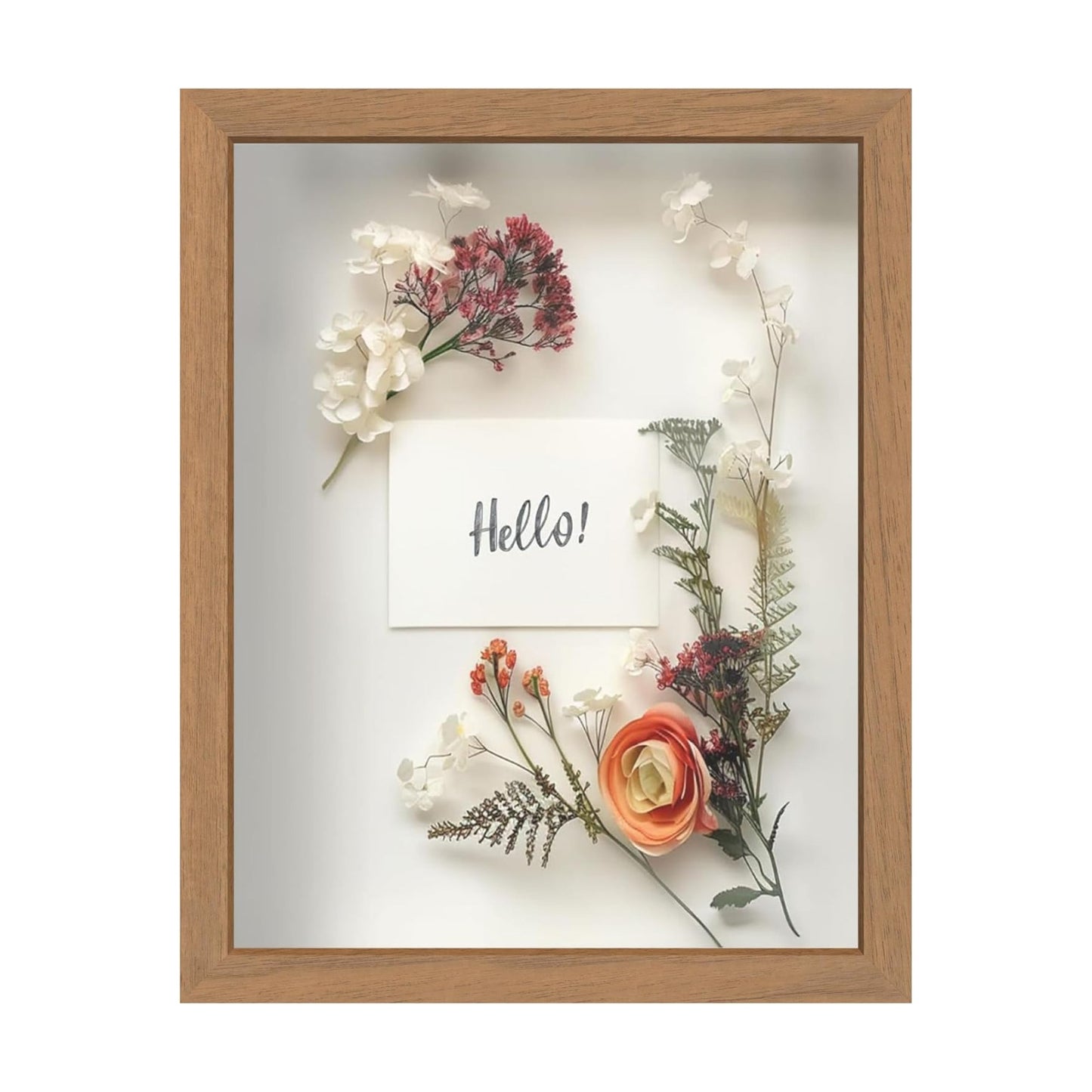 FrameWorks 11” x 14” Golden Oak Wooden Shadow Box Frame – Display Case with Soft Felt Back, Memory Box with Tempered