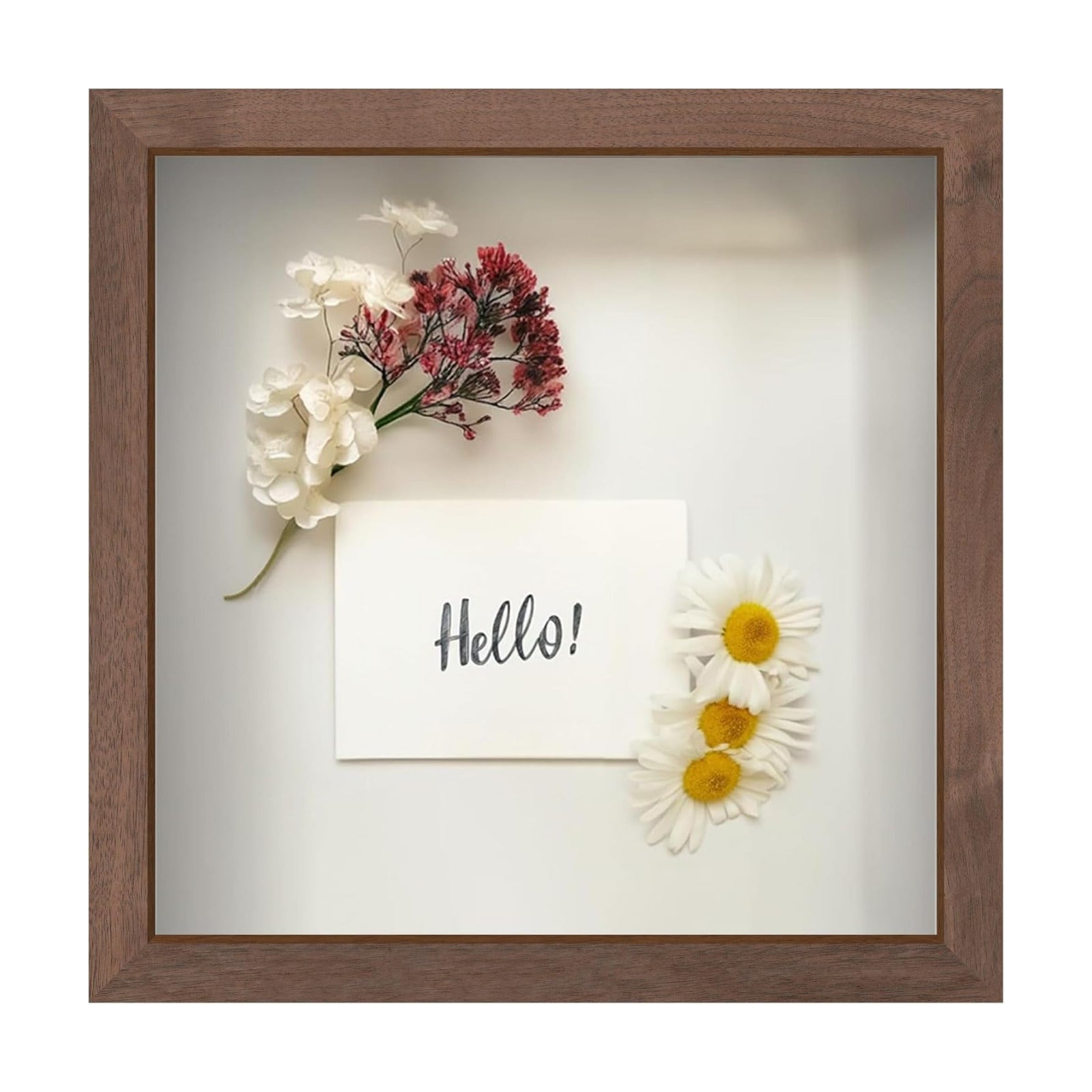 FrameWorks 11” x 11” Dark Oak Wooden Shadow Box Frame – Display Case with Soft Felt Back, Memory Box with Tempered