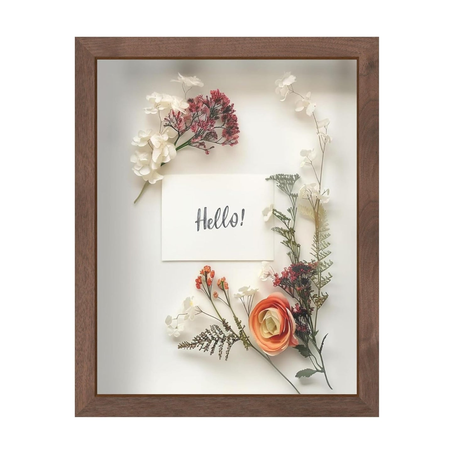 FrameWorks 11” x 14” Dark Oak Wooden Shadow Box Frame – Display Case with Soft Felt Back, Memory Box with Tempered